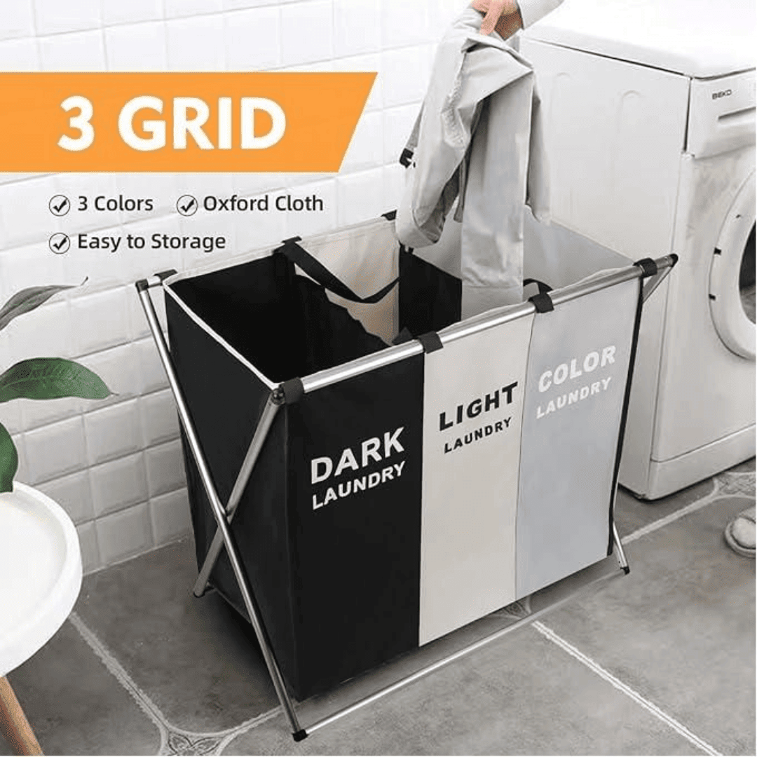 Panier à linge pliable 135L, idéal pour le tri et le rangement des vêtements. thumbnail 3