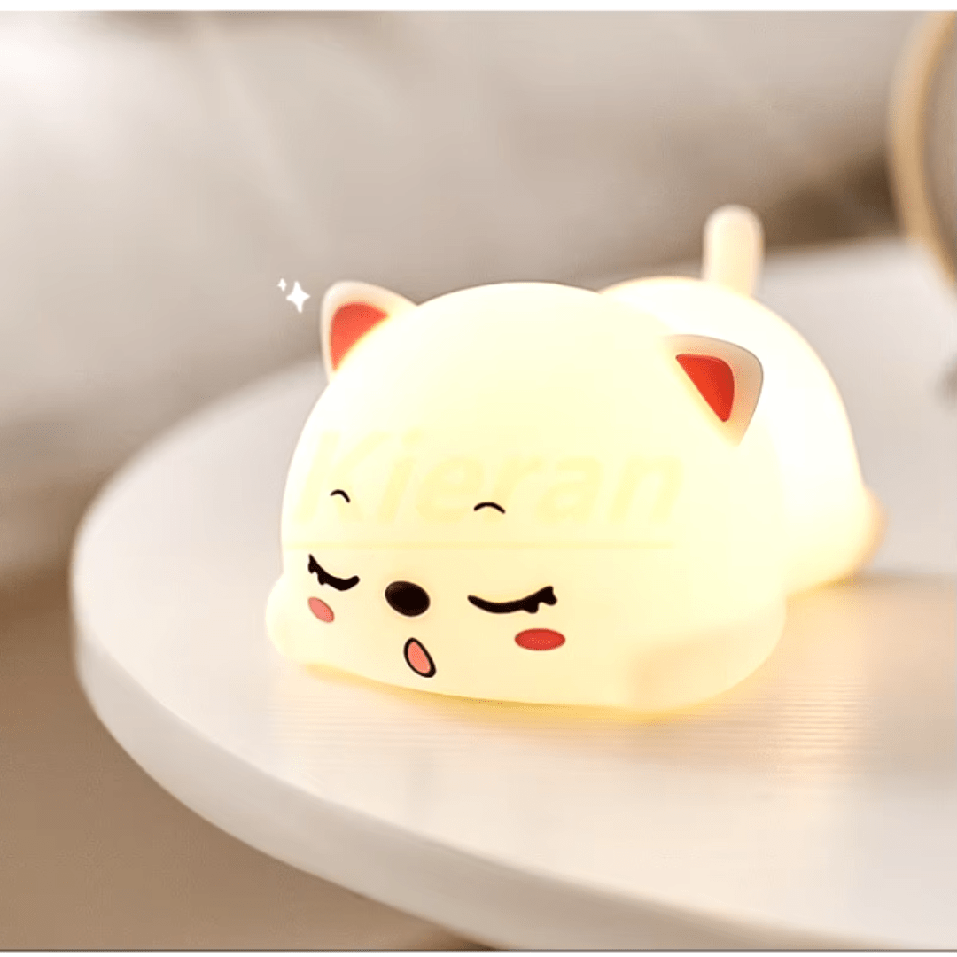 Lampe de nuit en silicone “chat ronfleur” veilleuse originale et apaisante