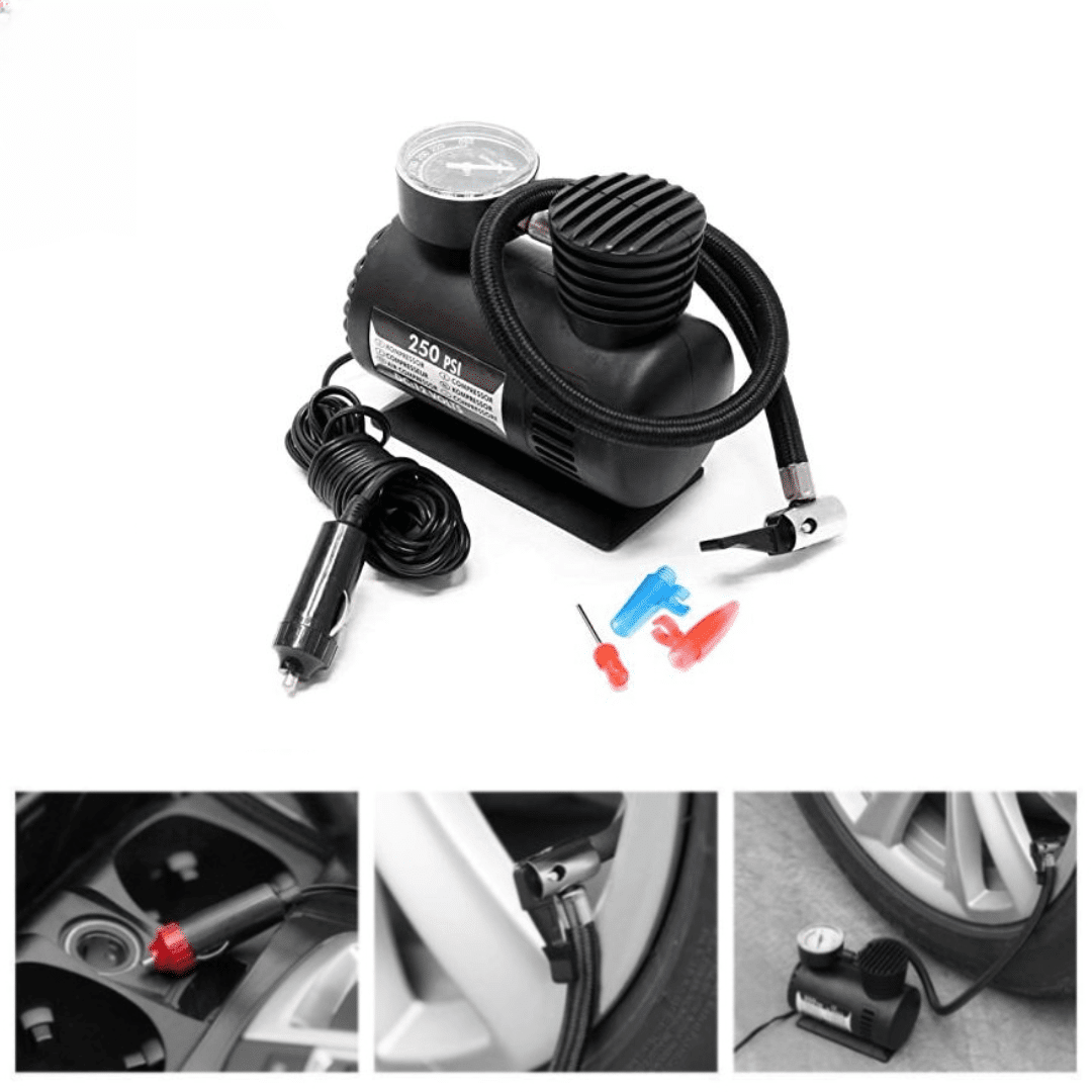 Mini compresseur d’air portable 12V 250 Psi pour pneus de voiture