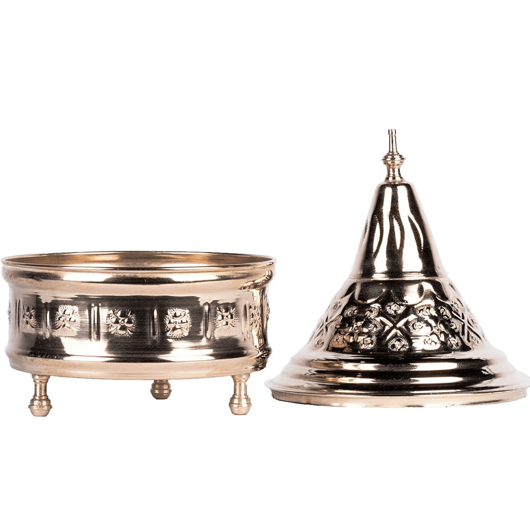 Plat Marocain Tagine avec Couverture Plaqué Argent