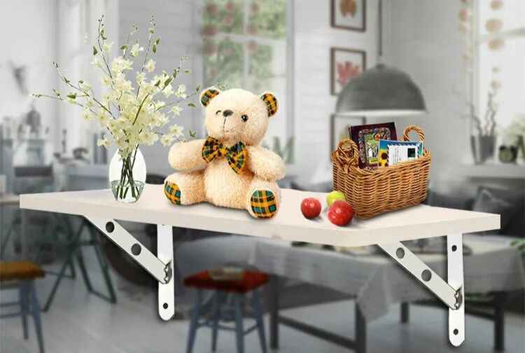 Élégance en Acier Inoxydable Support d’Étagère Murale en Forme de L pour un Rangement Chic thumbnail 3