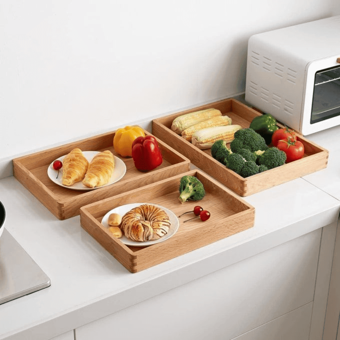 Ensemble de 3 plateaux en bois pour servir le thé et les repas dans les restaurants