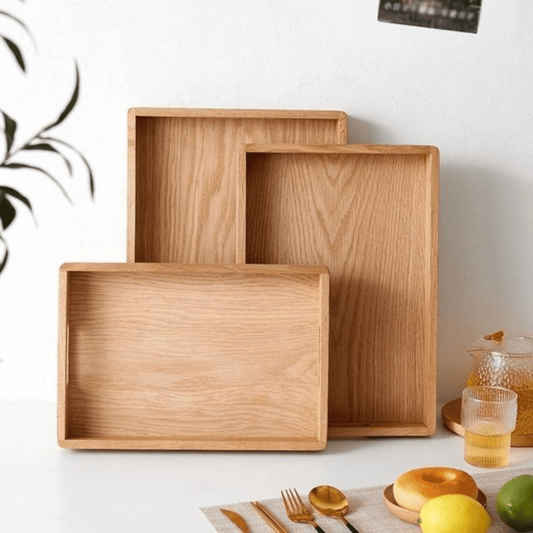 Ensemble de 3 plateaux en bois pour servir le thé et les repas dans les restaurants