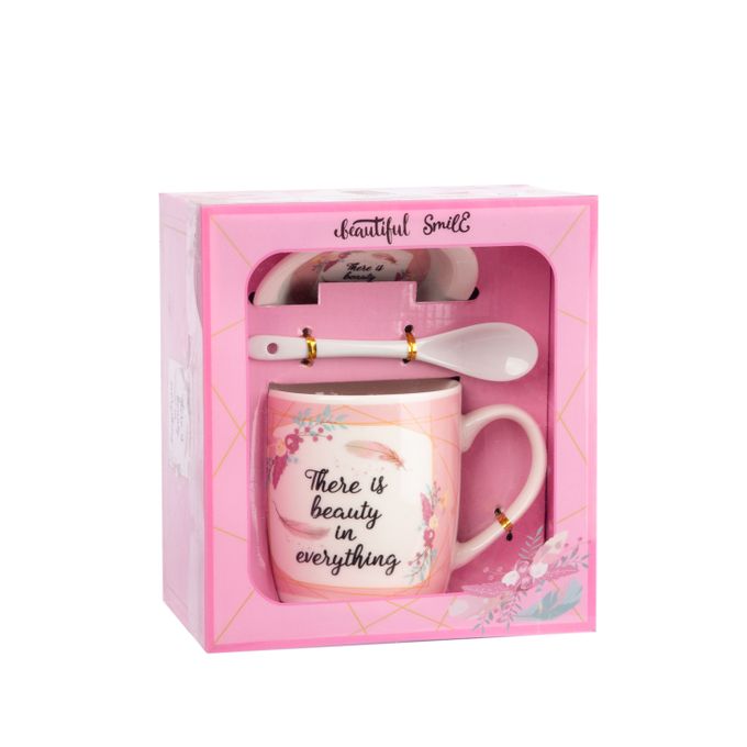 Élégance Matinale Tasse à Café Sous Tasse et Cuillère