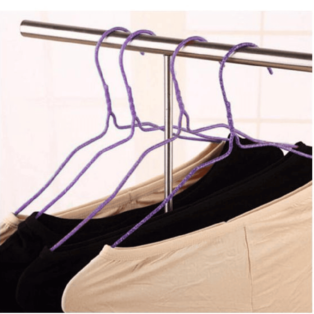 Cintre en métal de 10 pièces revêtu de mauve de protection en plastique