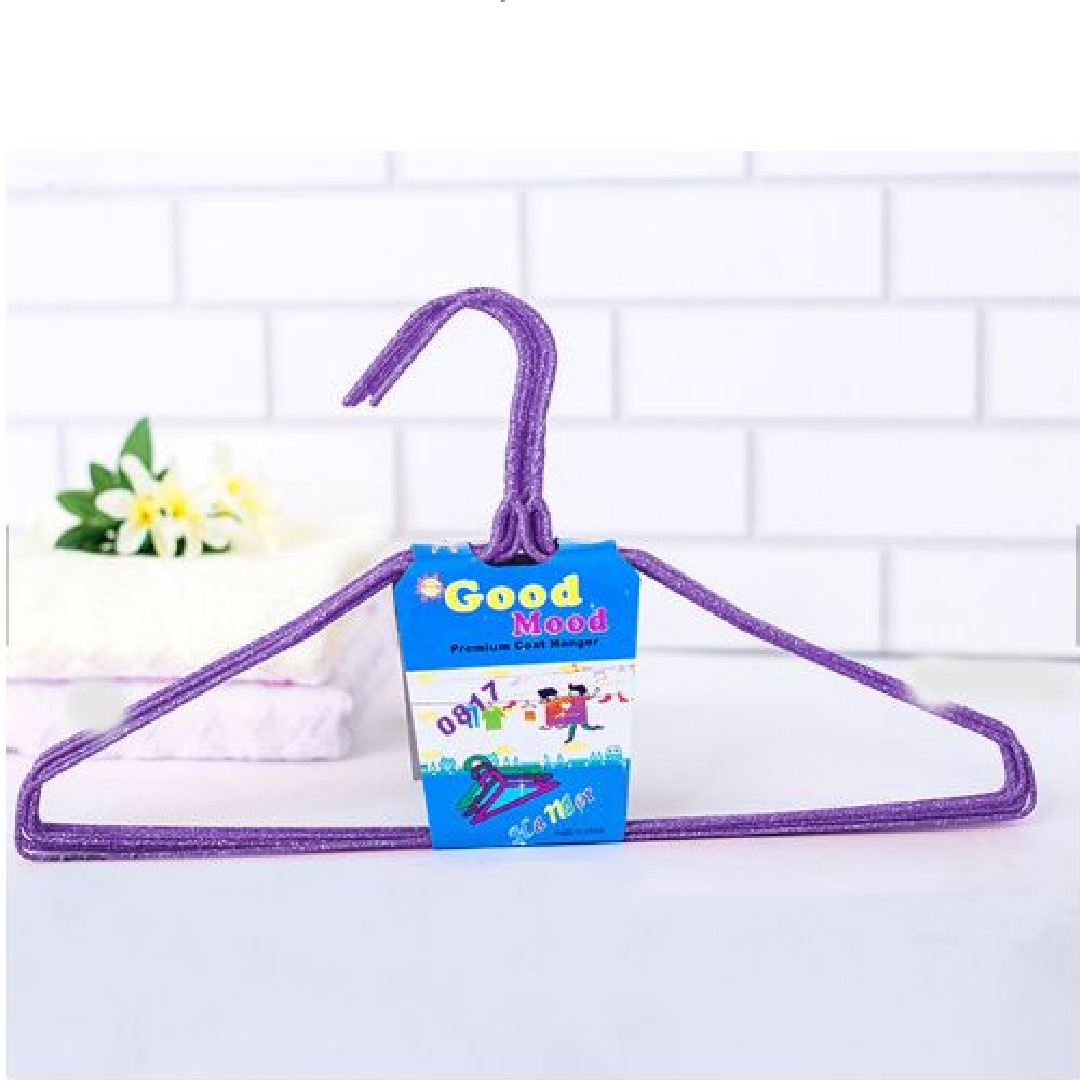Cintre en métal de 10 pièces revêtu de mauve de protection en plastique thumbnail 4