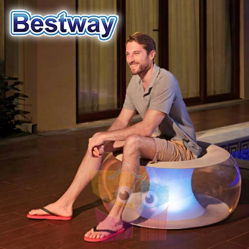 Pouf Gonflable Rond Avec Led Multicolore