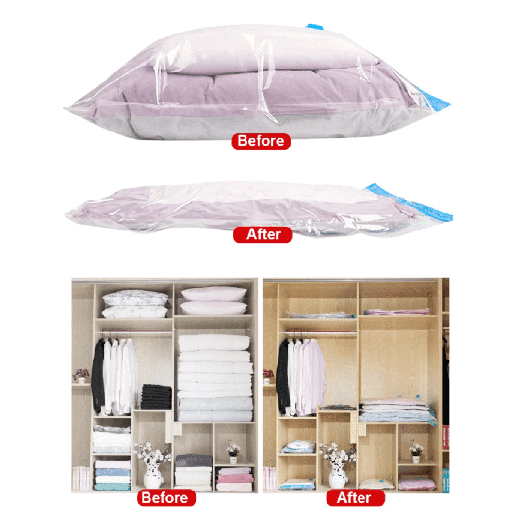 Gagnez de la place dans vos placards avec le Sac de Rangement sous Vide d’Air