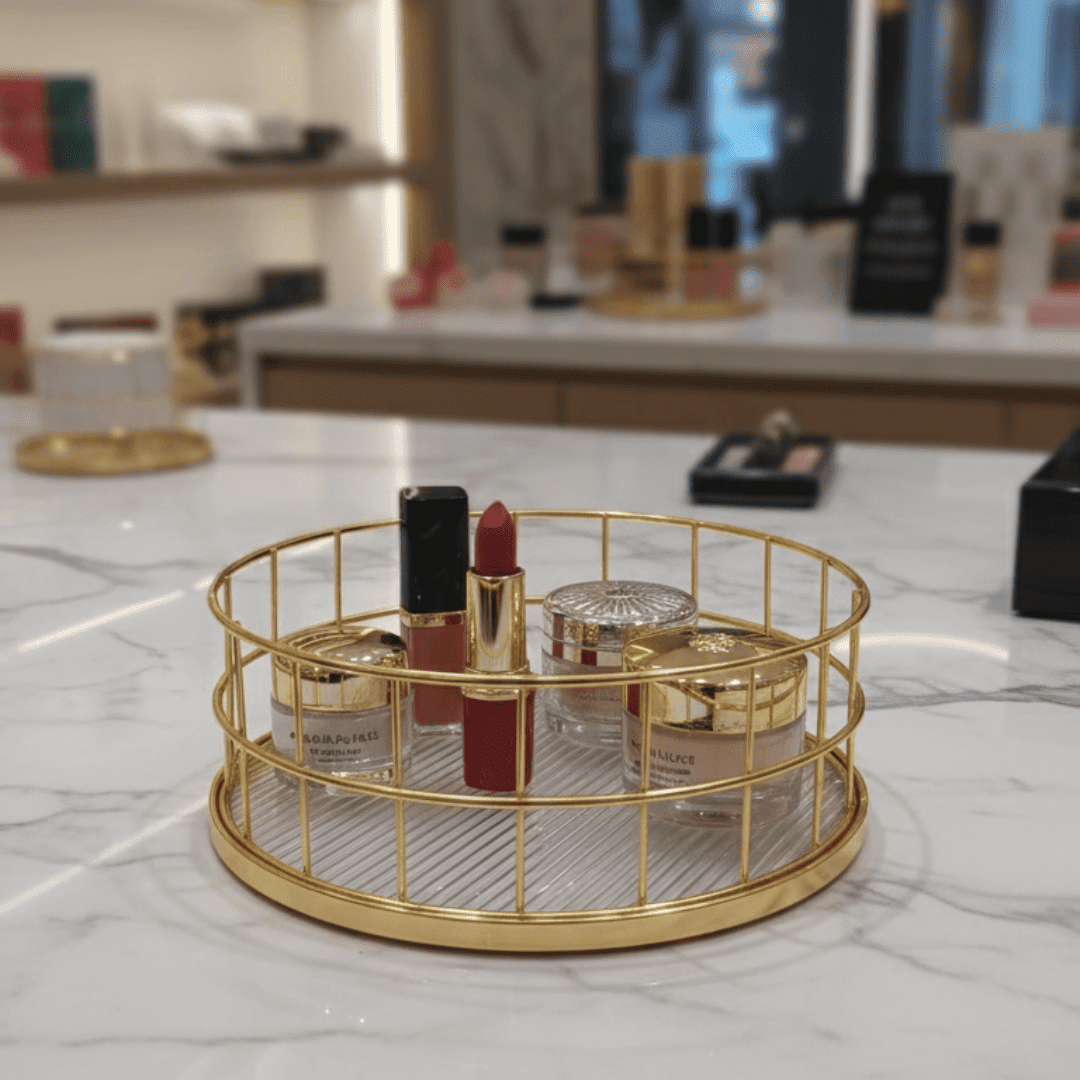 Boîte de rangement pour cosmétiques, idéale pour organiser pinceaux, maquillage et accessoires ronds