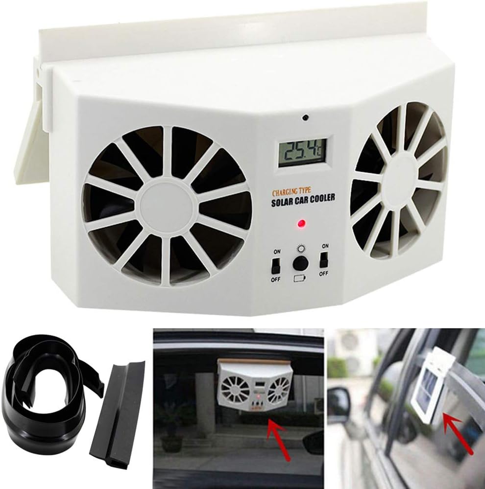 Climatiseur solaire auto 2W : ventilateur de refroidissement et système de ventilation pour radiateur avec affichage de la température thumbnail 4