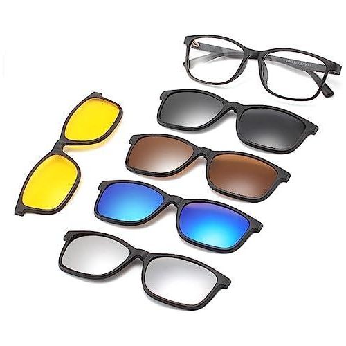 Lunettes 6 En 1 Cadre En Métal Avec Clip-on Magnétique Anti-éblouissement