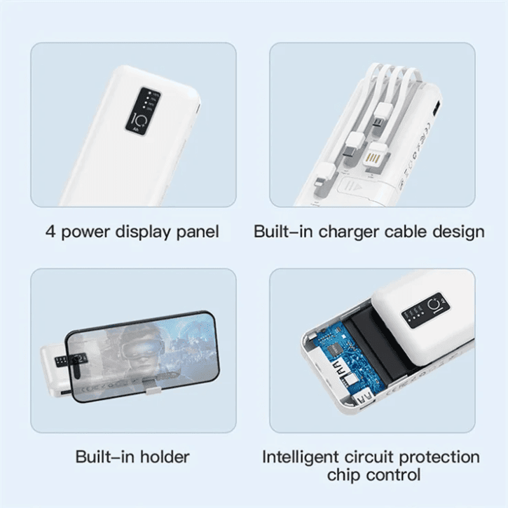 Batterie externe 10000mAh avec 4 câbles USB