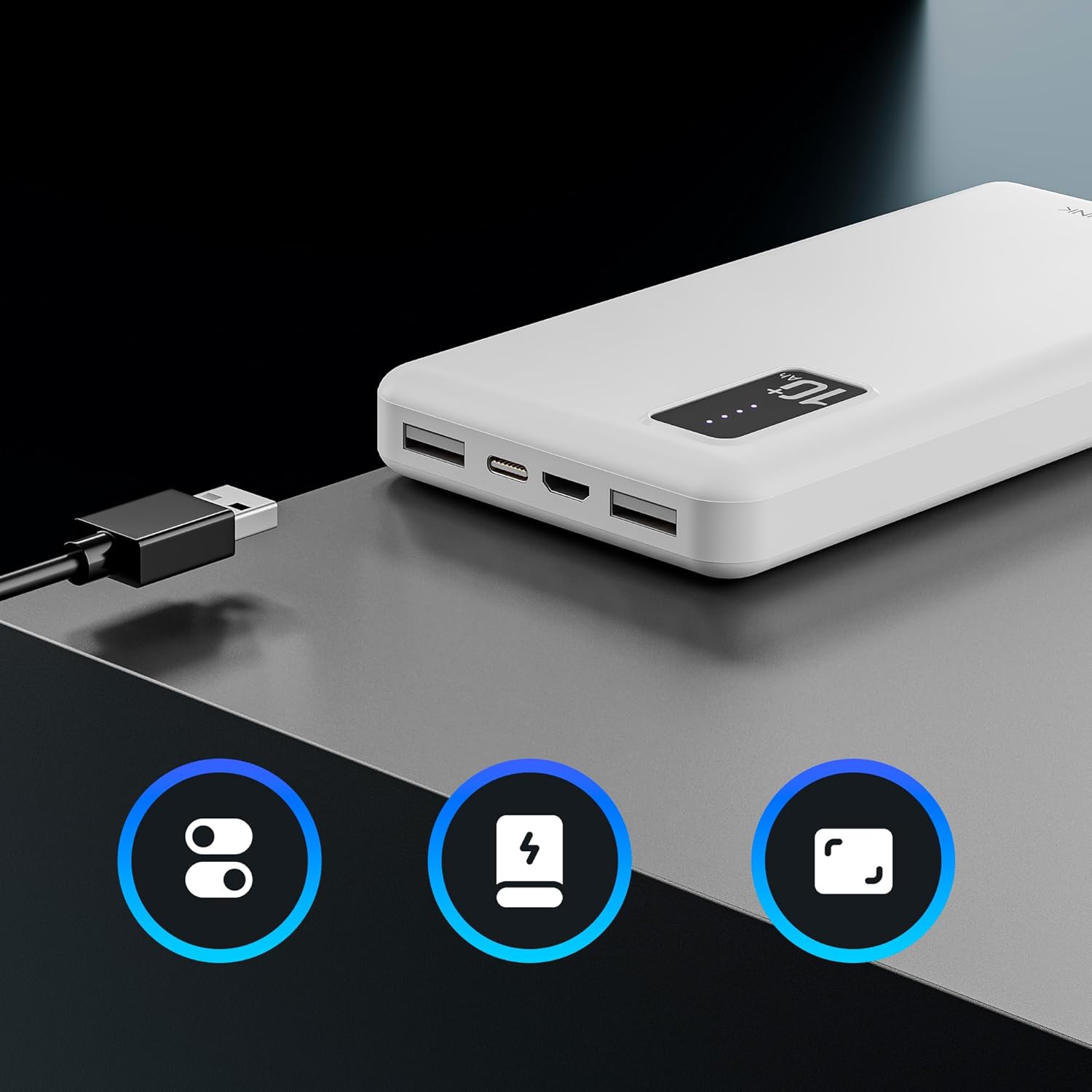 Batterie externe 10000mAh avec 4 câbles USB thumbnail 3