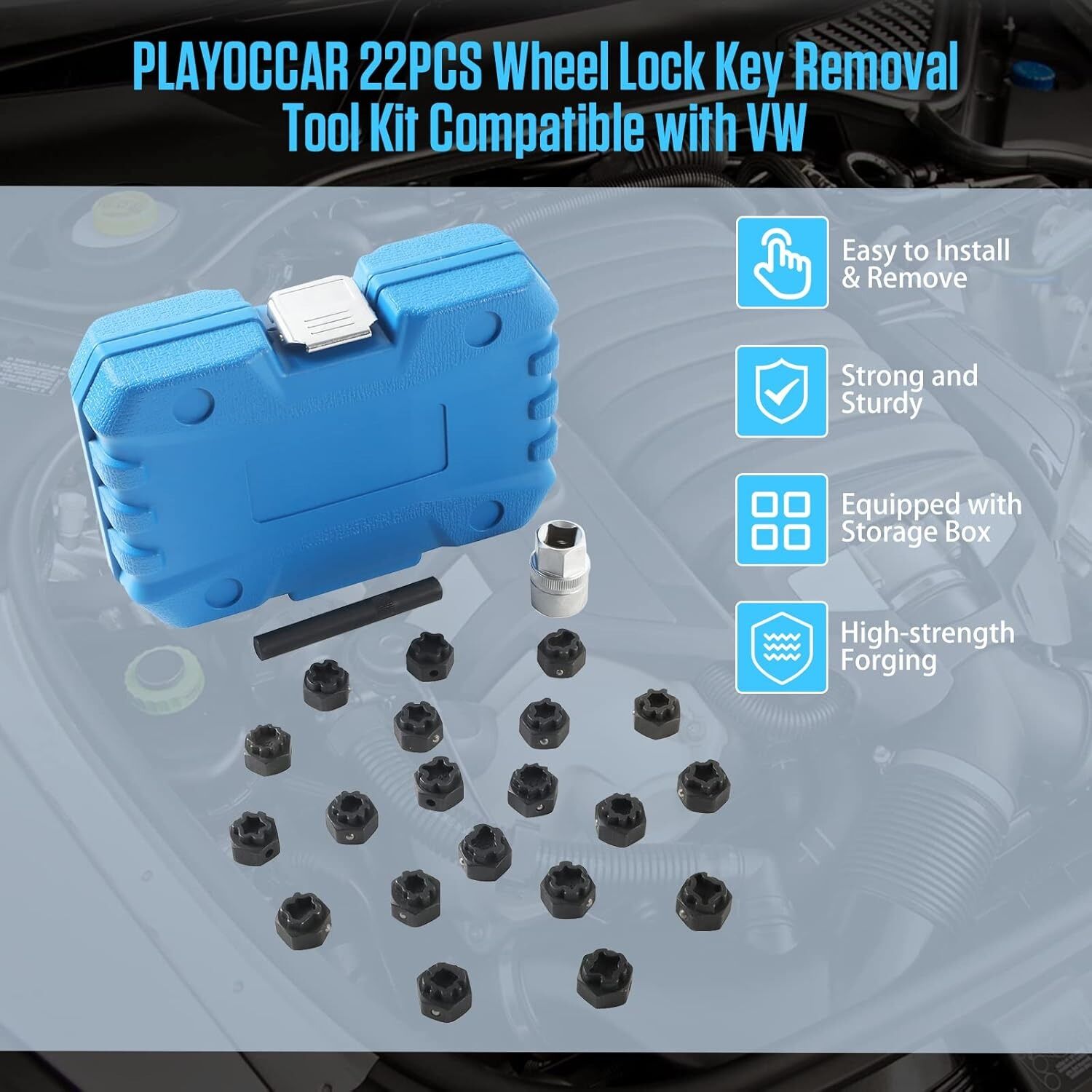 Kit de 22 Pièces pour Démontage d’Écrous de Verrouillage de Roue Antivol pour voiture thumbnail 4