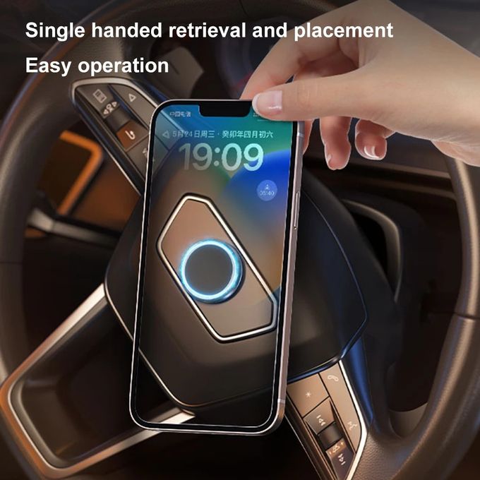 Support de téléphone magnétique pour volant de voiture avec rotation à 360° thumbnail 2