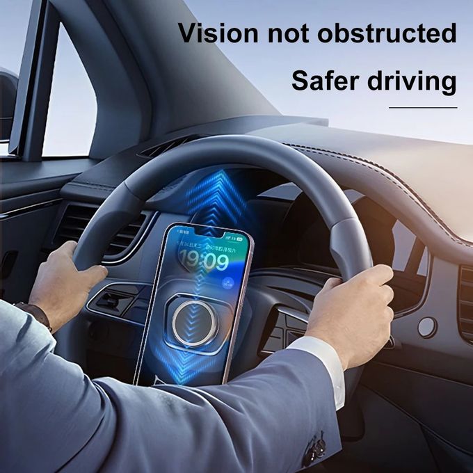 Support de téléphone magnétique pour volant de voiture avec rotation à 360° thumbnail 3