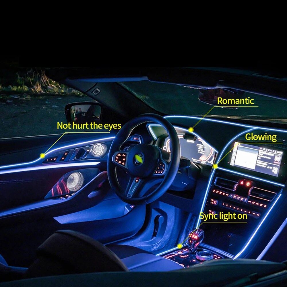 Bandes lumineuses LED décoratives pour l’intérieur de voiture (colleur aléatoire) thumbnail 4