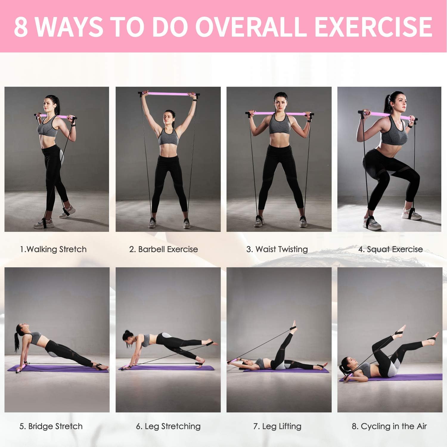 Kit de barre de Pilates – Dispositif d’exercice polyvalent pour la maison thumbnail 4
