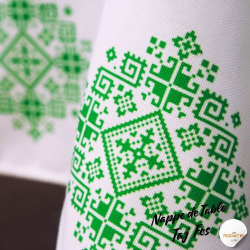Nappe Zahrat Fès de la Collection Touches de Fès Luxueuses - Vert