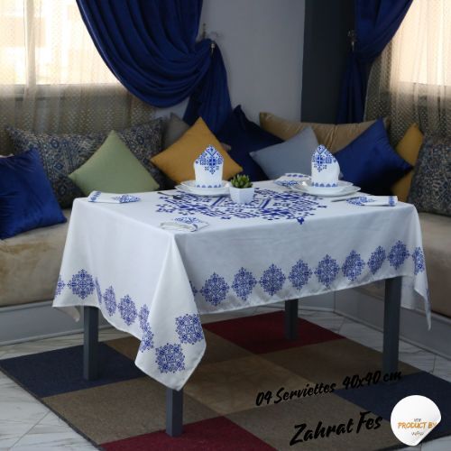 Nappe Zahrat Fès de la Collection Touches de Fès - Bleu