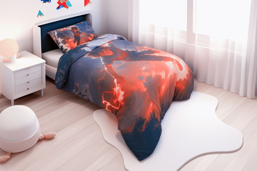 Housse de Couette Garçon Maître de Magma 1 Place - (160x220 cm) + 1 Taies d’Oreiller