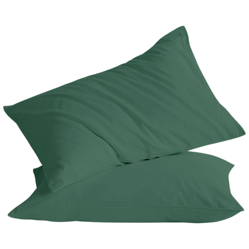 2 Taies D'oreiller Uni Vert Foncé Doux & Antiallergique 50x70cm