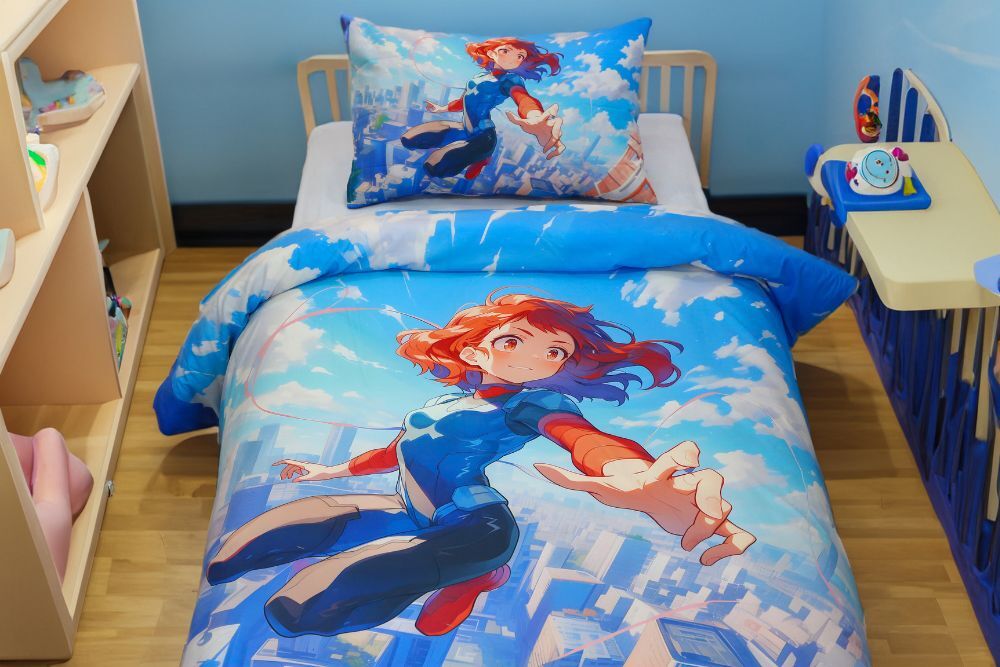 Housse de couette Fille Aventurière des Aires + 1TO - 1  Place (160x220 cm) - Collection Galaxie des Héros