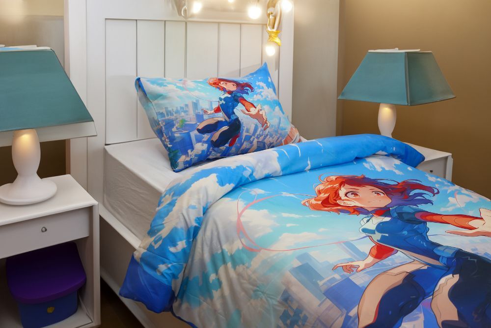 Housse de couette Fille Aventurière des Aires + 1TO - 1  Place (160x220 cm) - Collection Galaxie des Héros thumbnail 3