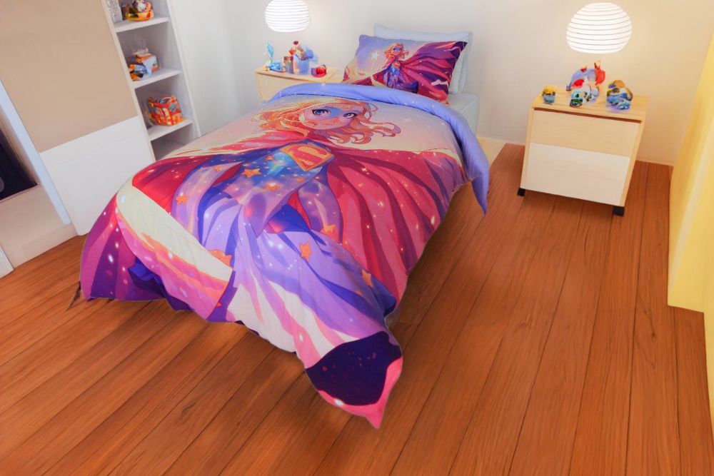 Housse de Couette Messagère du Cosmos 1 Place  (160x220 cm) + 1 Taies d’Oreiller