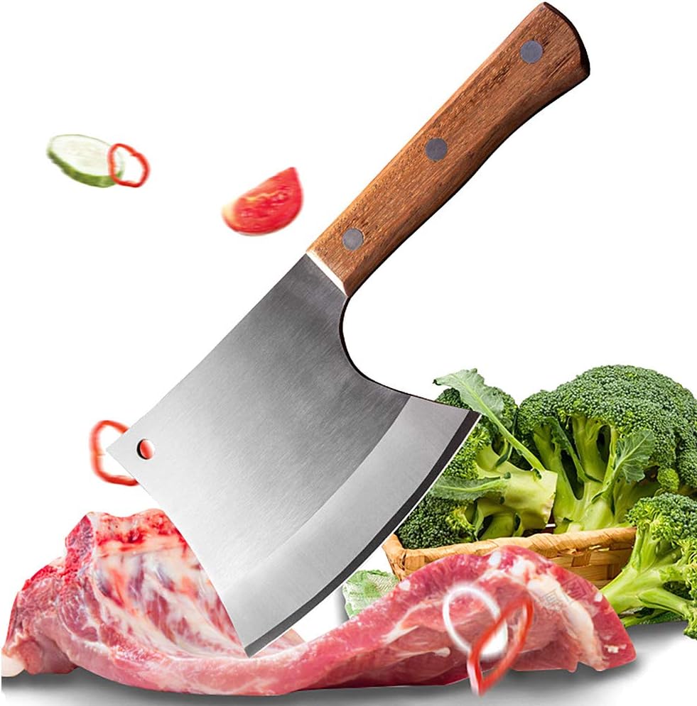 Couteau à Couperet Viande Polyvalent pour Professionnels de la Cuisine avec Manche en Bois thumbnail 4