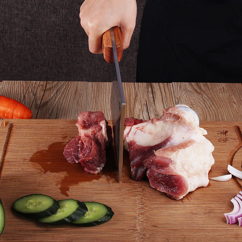 Couteau à Couperet Viande Polyvalent pour Professionnels de la Cuisine avec Manche en Bois thumbnail 3
