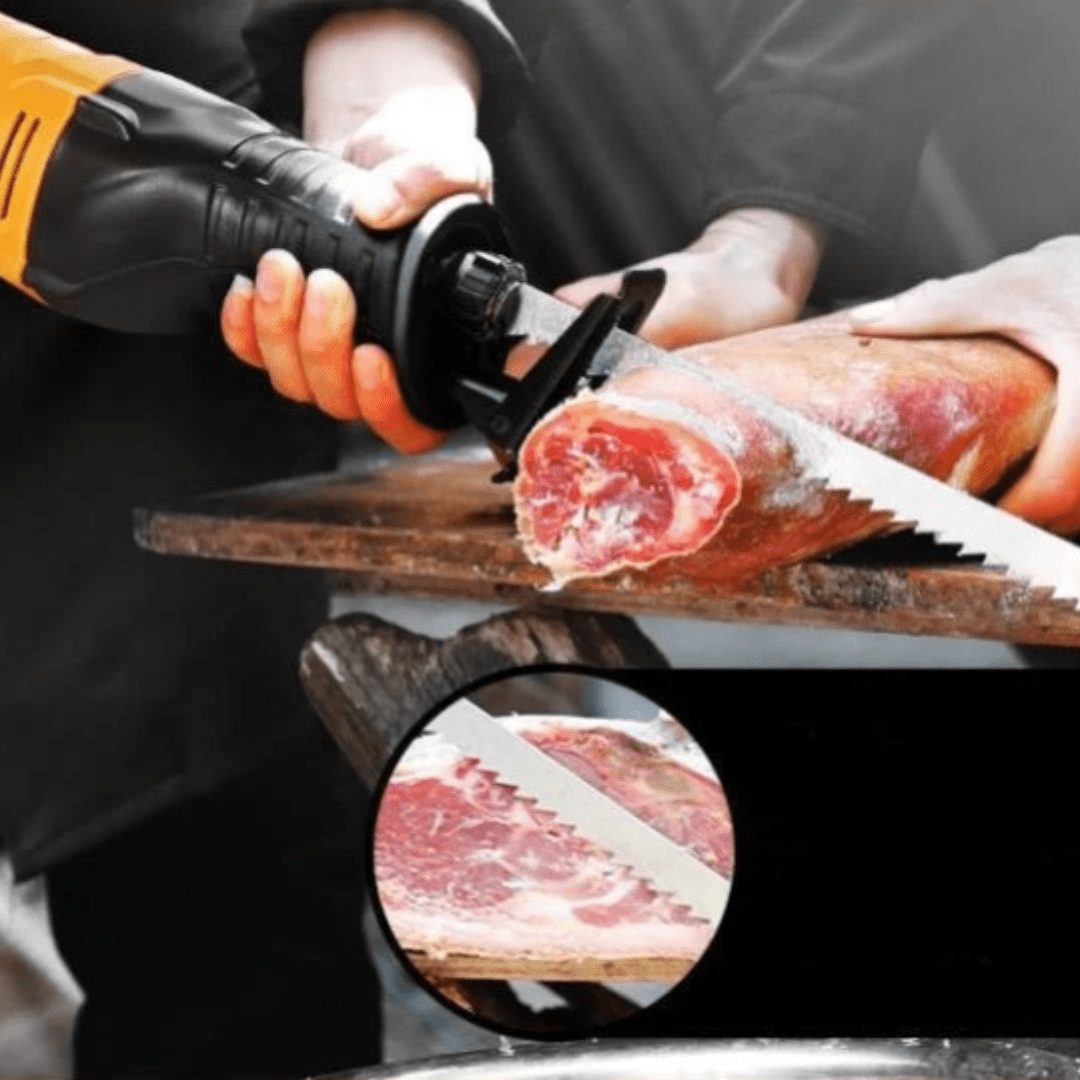 Scie électrique double lame inox pour viande, bois, métal 750W + Cadeau thumbnail 2