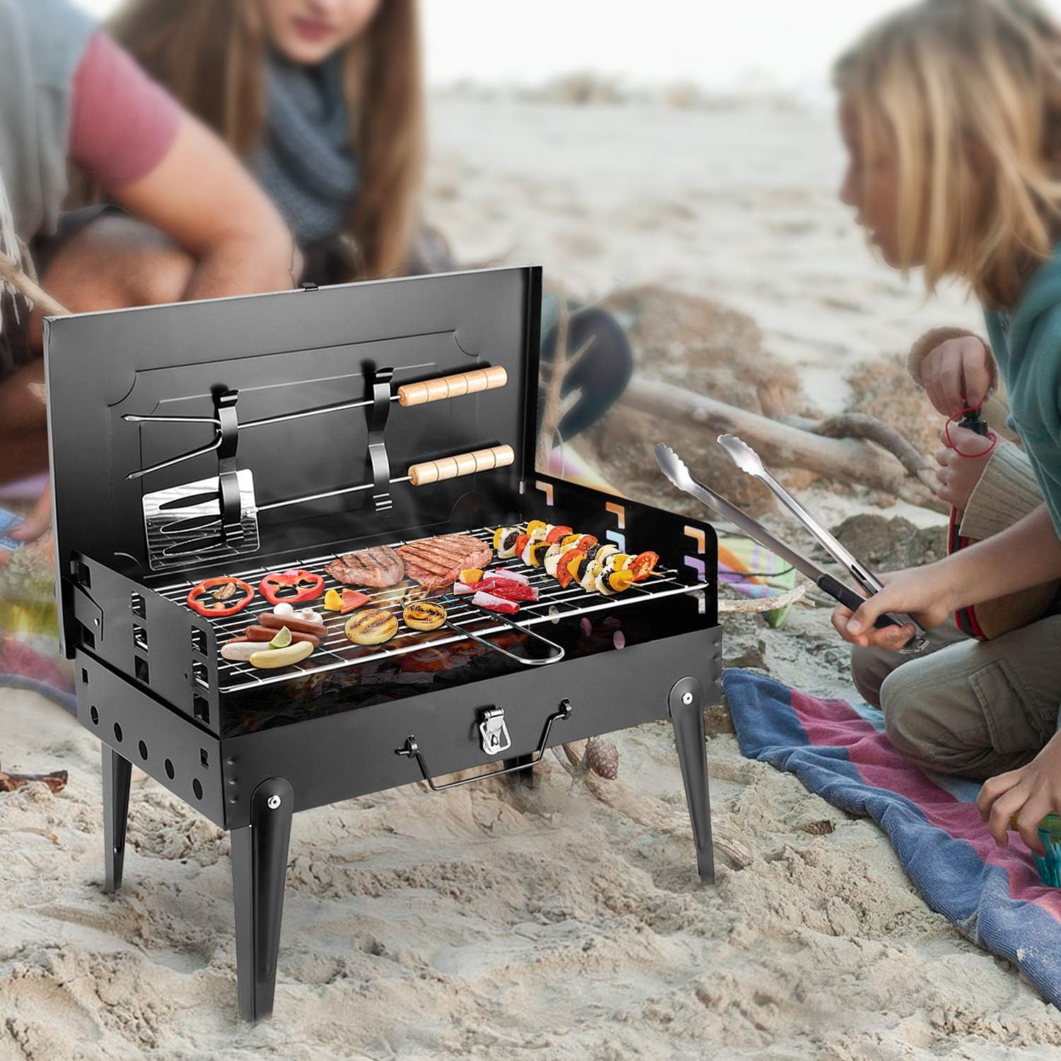 Barbecue portable au charbon de bois pour jardin, camping, pique-nique thumbnail 2