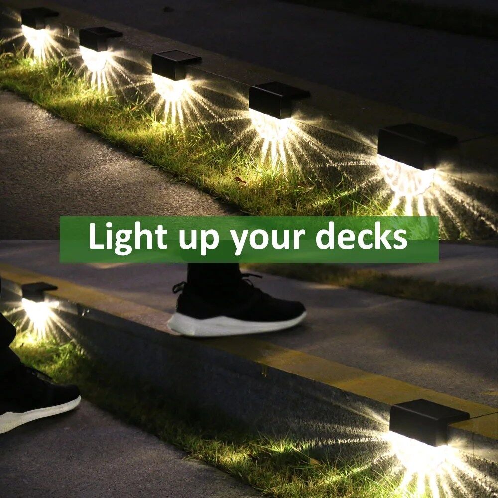 2 pcs Lampes solaires LED étanches pour jardin, clôture, terrasse et allée
