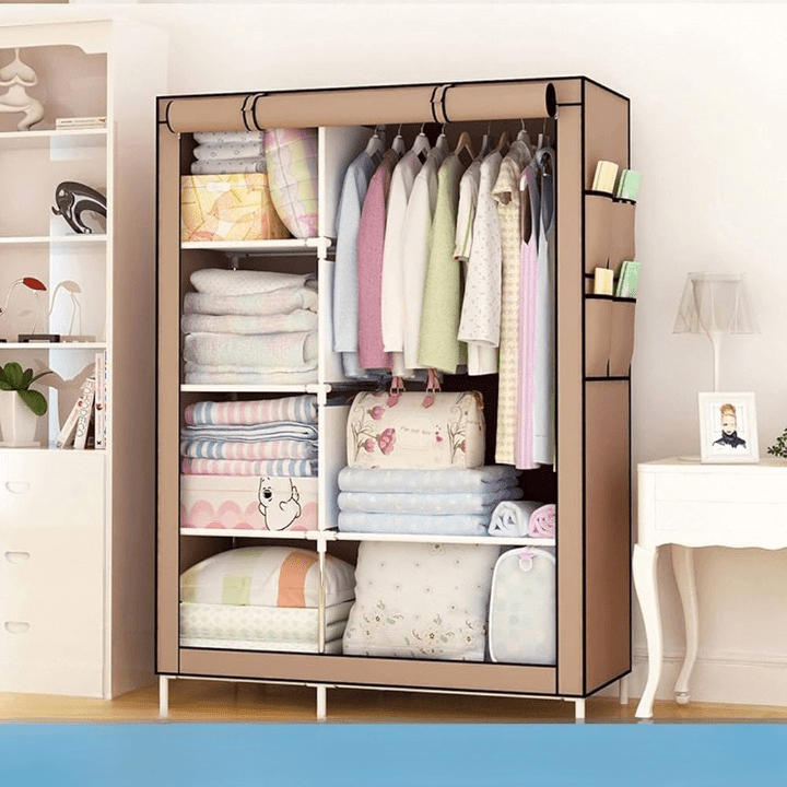 Armoire Tissu Pliable avec Penderie – Couleur Aléatoire thumbnail 4