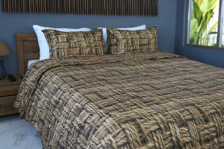Housse de Couette Raphia Vintage -  L’élégance Tissée par la Nature