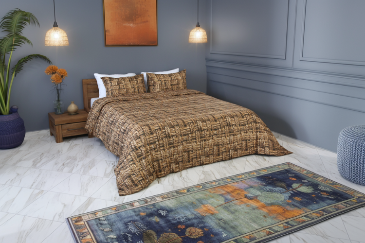 Housse de Couette Raphia Vintage -  L’élégance Tissée par la Nature