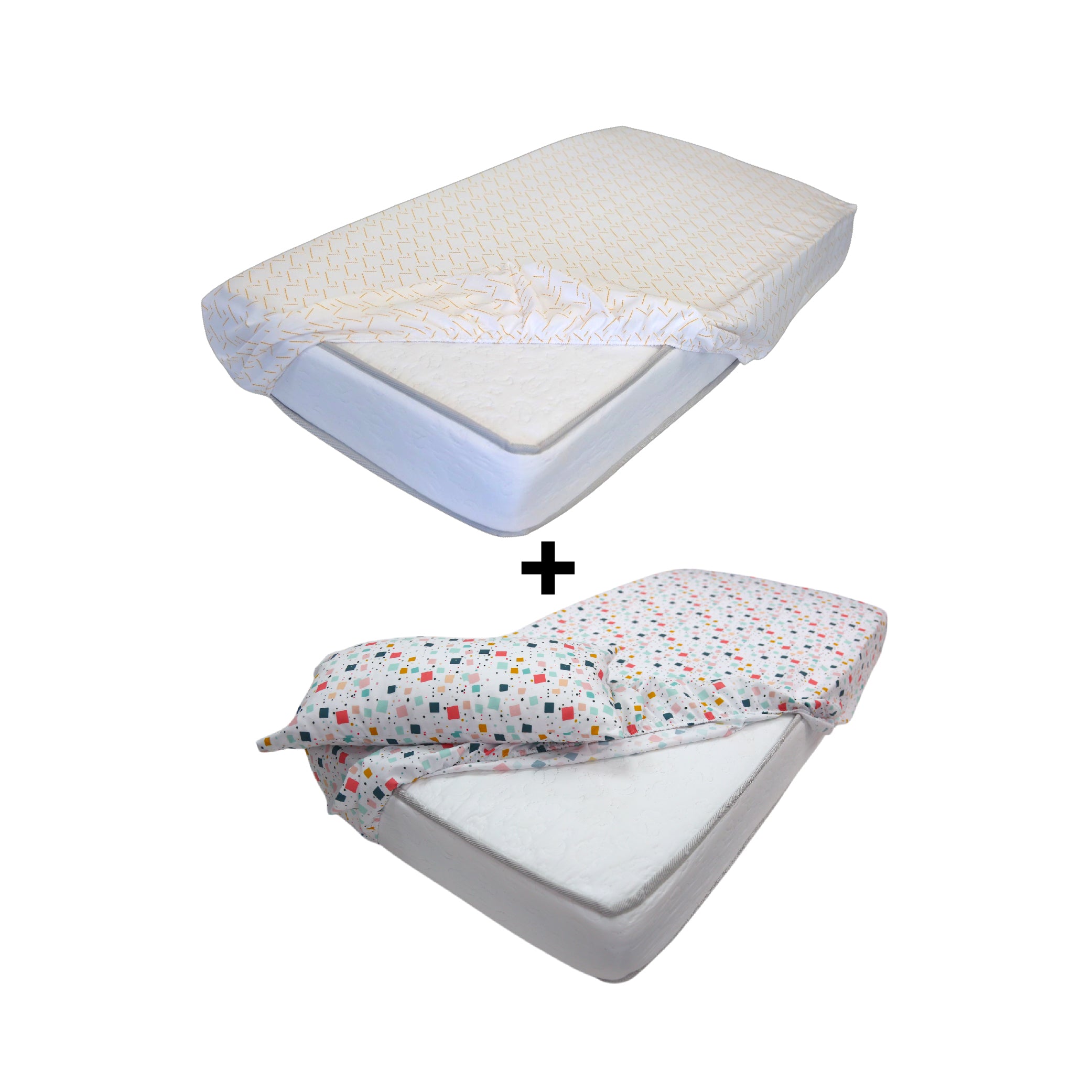 Set Draps Housse Bébé Imprimé  (2 Draps housse 60x120 cm) + (2 Taies d’Oreiller 30x50cm) thumbnail 2