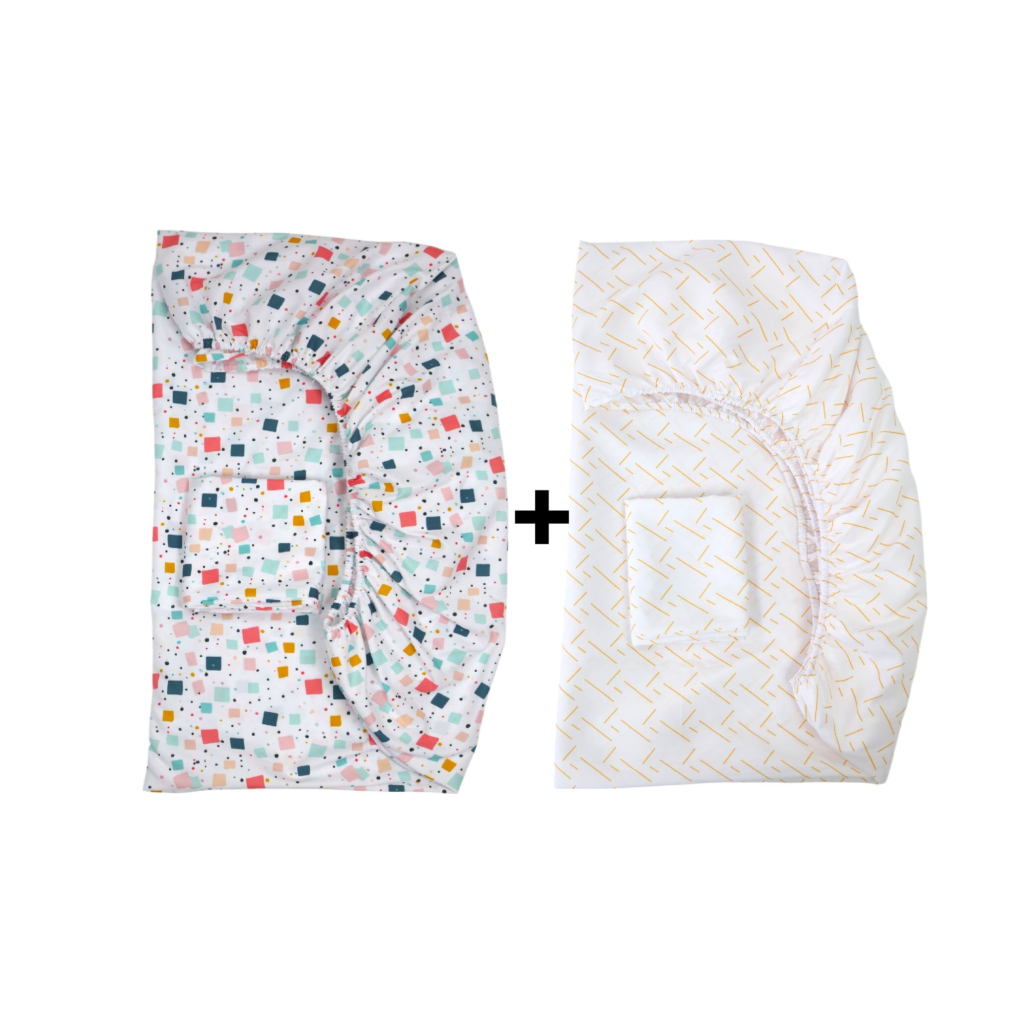 Set Draps Housse Bébé Imprimé  (2 Draps housse 60x120 cm) + (2 Taies d’Oreiller 30x50cm) thumbnail 4