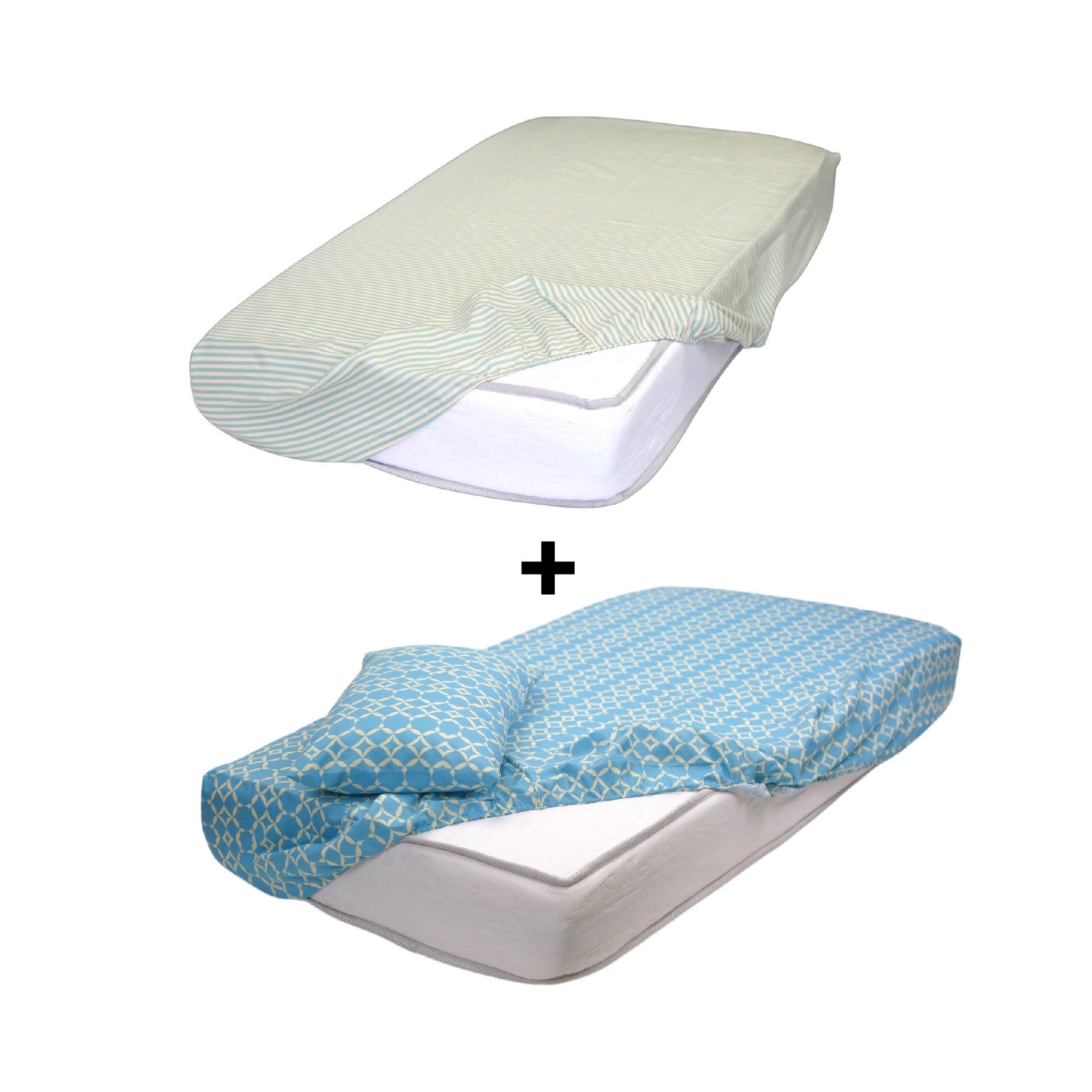 Set Draps Housse Bébé Imprimé Harmonie Géométrique