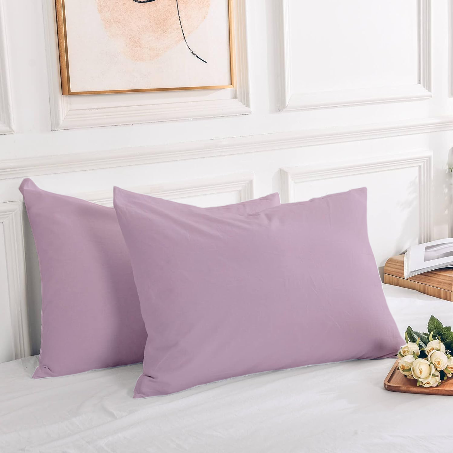 2 Taies D'oreiller Uni Doux & Antiallergique