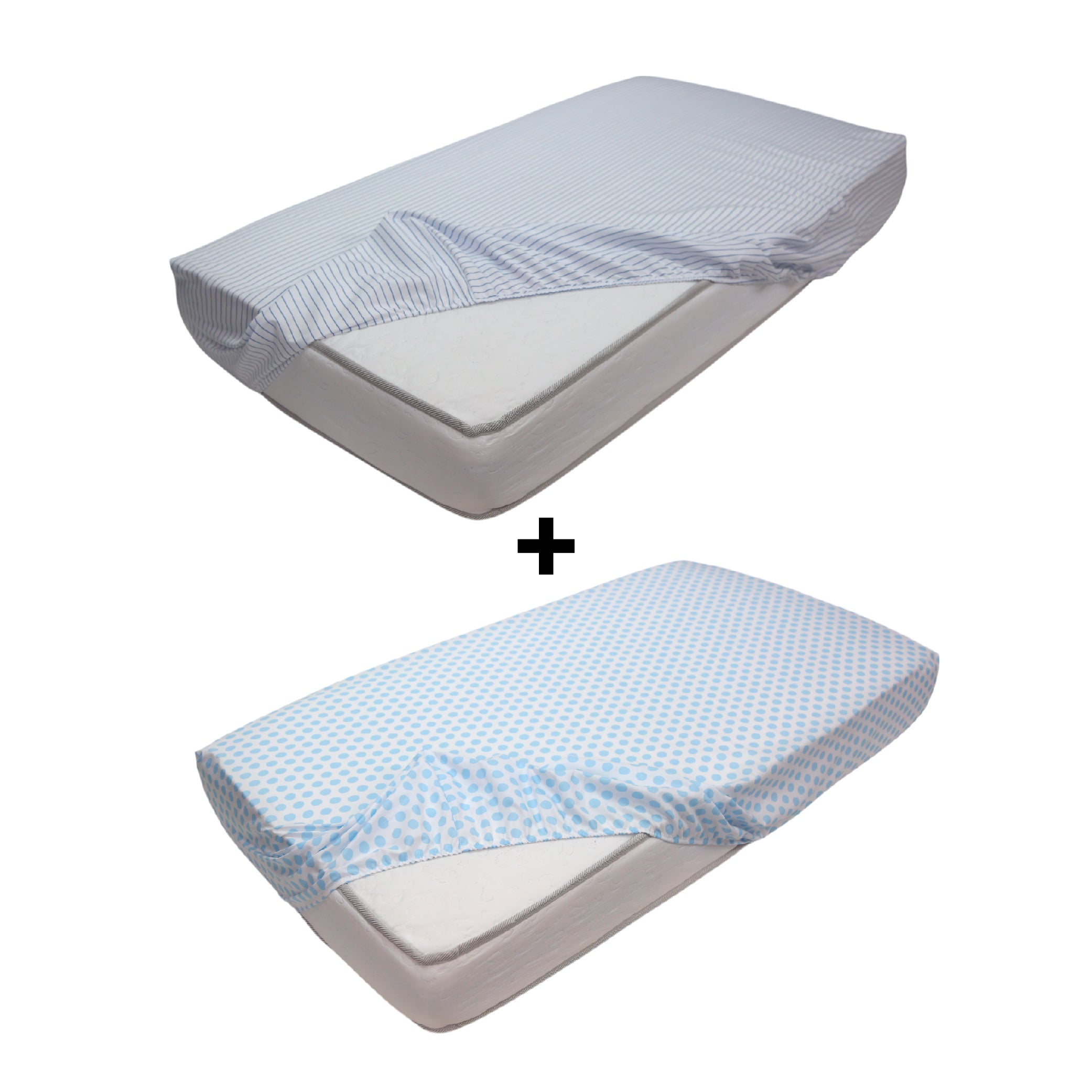 Set Draps Housse Bébé Imprimé Bleu Serenity (2 Draps housse 60x120 cm) + (2 TO 30x50cm) thumbnail 3