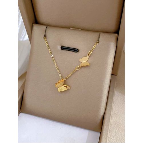 1 set à la mode et simple en acier inoxydable à pendentif papillon collier et boucles