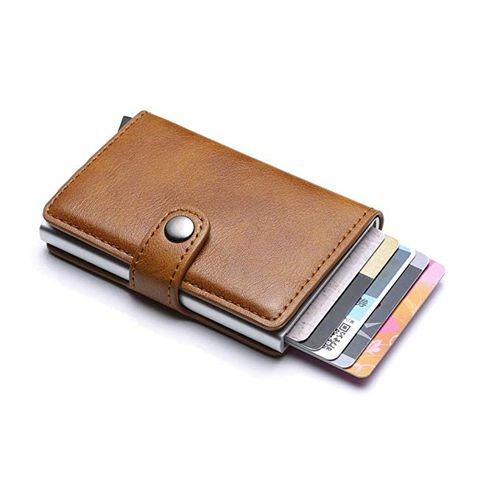 Portefeuille Miniwallet anti détournement de données des cartes RFID Marron thumbnail 1
