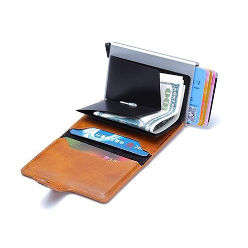 Portefeuille Miniwallet anti détournement de données des cartes RFID Marron thumbnail 2