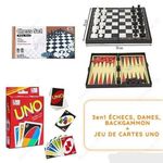 Jeu de cartes + 3en1 échecs, dames et backgammon - Pack Jeux
