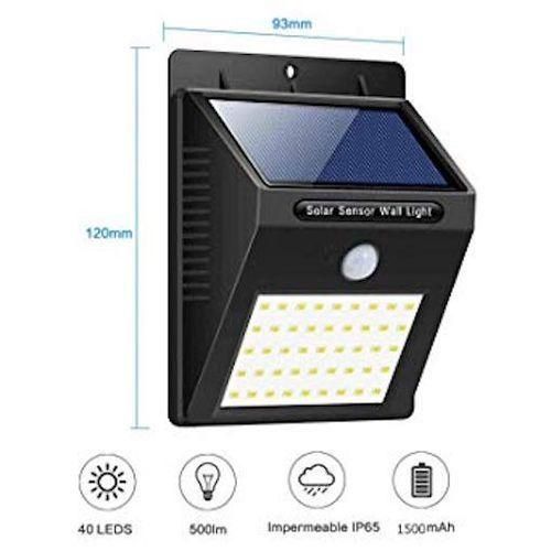 Lampe Solaire Exterieur avec Dectecteur de Mouvement 40 Led