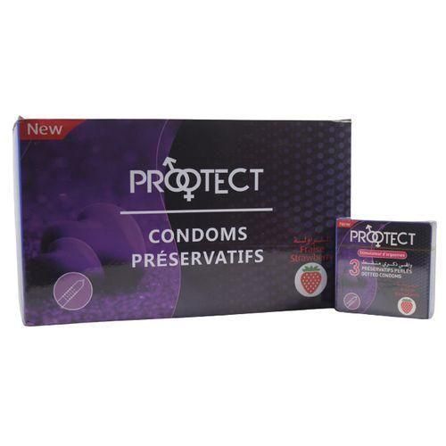 Préservatifs arôme fraise (48 boîtes de 3 préservatifs)