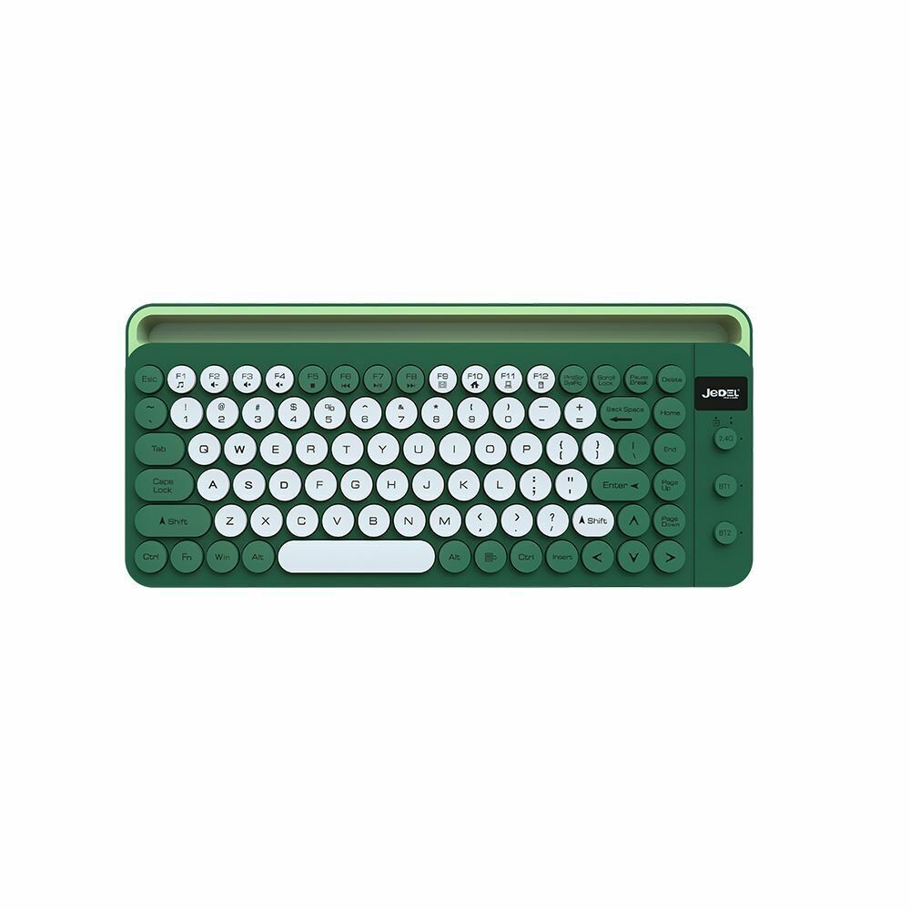 Jedel Clavier rechargeable WKB100 sans fil 2.4Ghz + double Bluetooth 90 touches + Multimedia avec support Téléphones et tablettes thumbnail 4