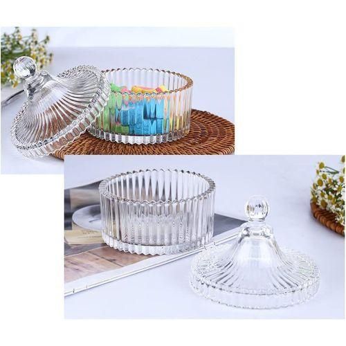 erioctry Bocal à bonbons en cristal élégant avec couvercle 300 ml/10 oz Bol à bonbons décoratif en forme de tente Bocal à biscuits en verre pour buffet de bonbons de mariage Boîtes en verre pour la maison, le bureau, cadeau